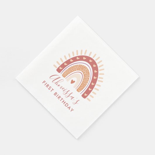 Bohemian Terracotta Rainbow Birthday Servet (Hoek)