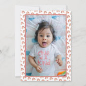 Bohemian Terracotta Rainbow Foto First Birthday Kaart (Achterkant)