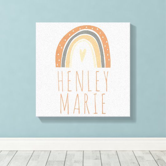 Bohemian Terracotta Rainbow Nursery Baby Naam Canvas Afdruk (Insitu (Houten vloer))