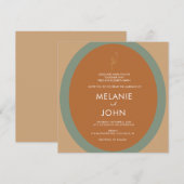 Bohemian Terracotta Sage Green Wedding Invitation Kaart (Voorkant / Achterkant)