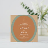 Bohemian Terracotta Sage Green Wedding Invitation Kaart (Staand voorkant)