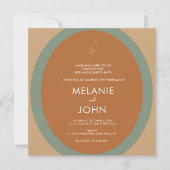Bohemian Terracotta Sage Green Wedding Invitation Kaart (Voorkant)