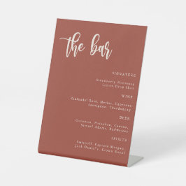 Bohemian Terracotta Script Wedding Bar Sign Reclamebord Met Voetstuk