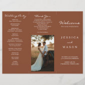 Bohemian Terracotta Trifold Wedding Programme Flyer (Voorkant)