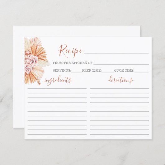 Bohemian Terracotta Vrijgezellenfeest Recipe Kaart (Voorkant / Achterkant)