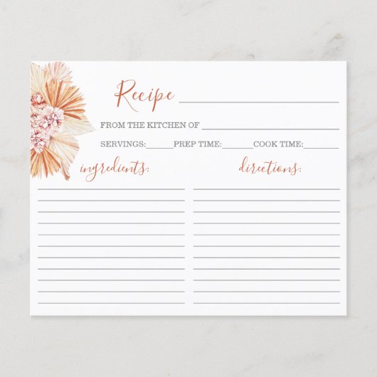 Bohemian Terracotta Vrijgezellenfeest Recipe Kaart (Voorkant)