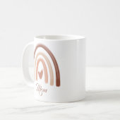Bohemian terracotta waterverf regenboog hart mam koffiemok (Voorkant links)