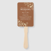 Bohemian Terracotta Wedding Programme Handwaaier (Voorkant)
