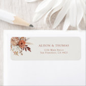 Bohemian Terracotta Wedding Return Label (Insitu)