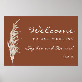 Bohemian Terracotta Wedding Welcome Sign Poster