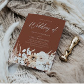 Bohemian Terracotta & White Floral Wedding Kaart