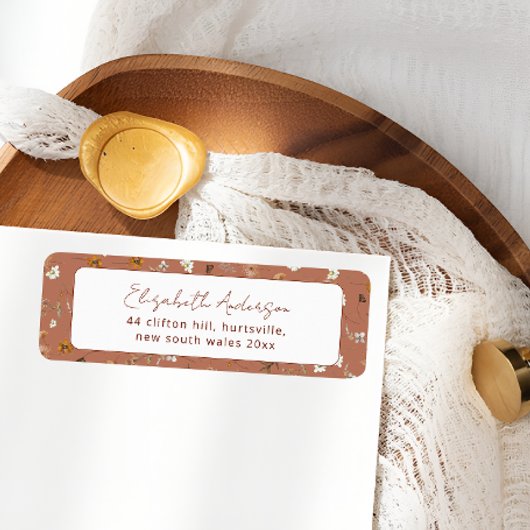 Bohemian Terracotta Wildflowers Vrijgezellenfeest Etiket