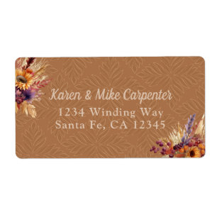 Bohemian Terracotta Zonnebloem Herfst Etiket