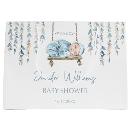 Bohemian thema blauwe boho baby jongen douche Gift Groot Cadeauzakje (Voorkant)