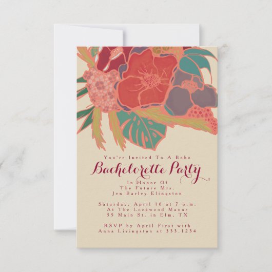 Bohemian Thlemed Invitation Bachelorette Party Kaart (Voorkant)