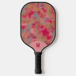 Bohemian Tie-dyed Vibrant Pink Monogramed Pickleball Paddle