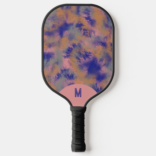 Bohemian Tie-dyed Vibrant Purple Monogramed Pickleball Paddle (Voorkant)