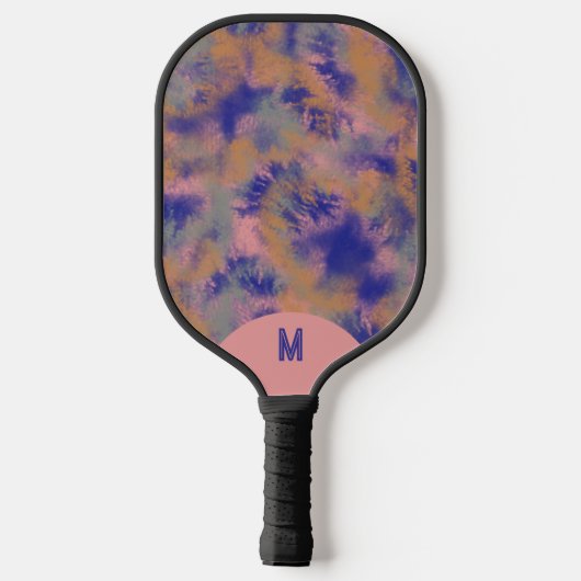 Bohemian Tie-dyed Vibrant Purple Monogramed Pickleball Paddle (Achterkant)