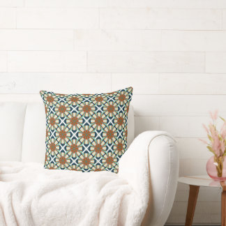 Bohemian Tile-Inspired Fabric with Rust, Teal, and Kussen