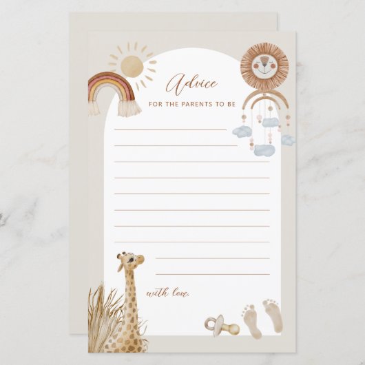 Bohemian Toys Giraffe Sun Advice for ouders to be (Voorkant / Achterkant)