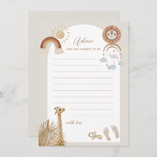 Bohemian Toys Giraffe Sun Advice for ouders to be Kaart (Voorkant / Achterkant)