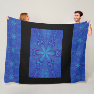 Bohemian Tranquil Blue Star Flower Cosy Fleece Deken