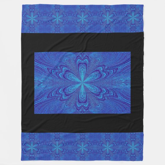 Bohemian Tranquil Blue Star Flower Cosy Fleece Deken (Voorkant)