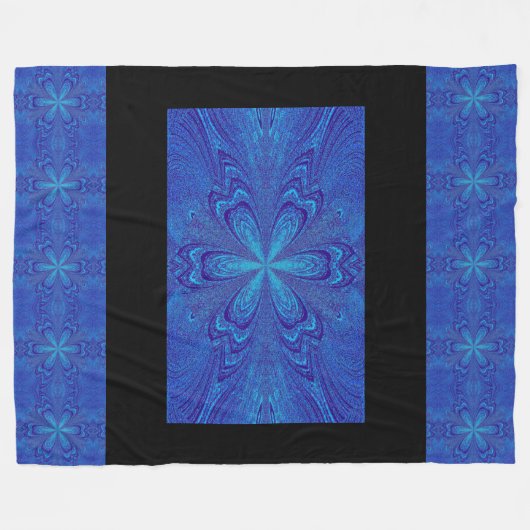 Bohemian Tranquil Blue Star Flower Cosy Fleece Deken (Voorkant (Horizontaal))