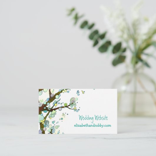 Bohemian Trees Wedding Website Informatiekaartje (Staand voorkant)