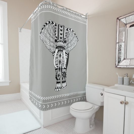 Bohemian Tribal Elephant Douchegordijn (In situ)