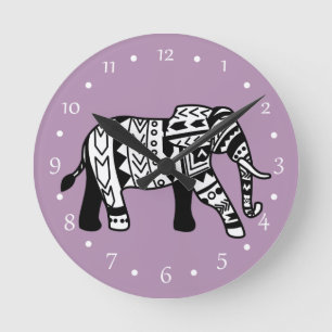 Bohemian Tribal Elephant Ronde Klok