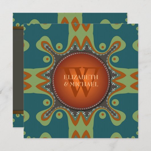 Bohemian Tribal Monogram Weddenschap Kaart (Voorkant / Achterkant)