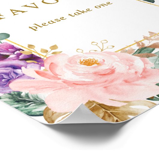 Bohemian Tropical Floral Greenery Wedding Favors Poster (Hoek)