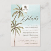 Bohemian Tropical Palm Trees Wedding Guest Details Informatiekaartje (Voorkant)
