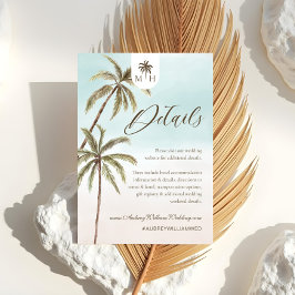 Bohemian Tropical Palm Trees Wedding Guest Details Informatiekaartje