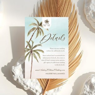 Bohemian Tropical Palm Trees Wedding Guest Details Informatiekaartje