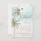 Bohemian Tropical Palm Trees Wedding Guest Details Kaart (Voorkant)