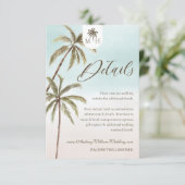 Bohemian Tropical Palm Trees Wedding Guest Details Kaart (Staand voorkant)