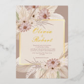 Bohemian Tropische bloemenbruiloft Lijst Folie Uitnodiging (Voorkant)