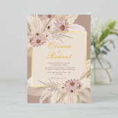 Bohemian Tropische bloemenbruiloft Lijst Folie Uitnodiging (Staand Voorkant)