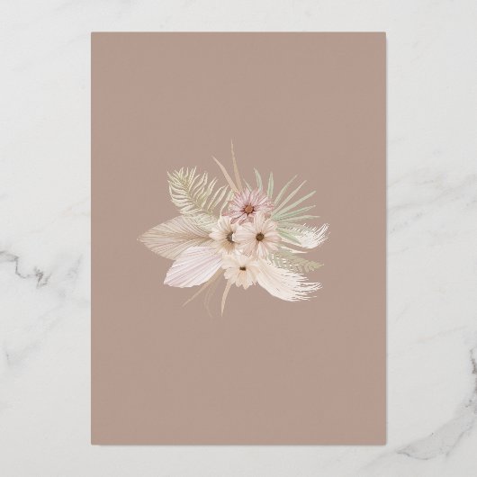 Bohemian Tropische bloemenbruiloft Lijst Folie Uitnodiging (Achterkant)