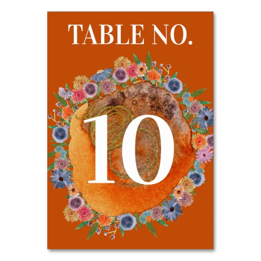 Bohemian Tuin Sinaasappel Boho Wildflower Bruiloft Kaart (Voorkant)