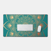 Bohemian Turquoise Peach Mandala Bureaumat (Keyboard & Muis)