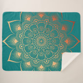 Bohemian Turquoise Peach Mandala Sherpa Deken (Voorkant (horizontaal))