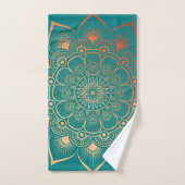 Bohemian turquoise perzik mandala badhanddoek set bad handdoek (Handdoek)