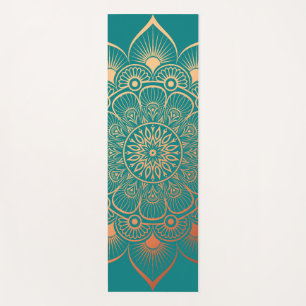 Bohemian Turquoise Perzik Mandala Yoga Mat