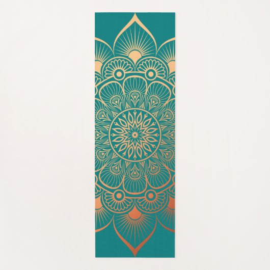 Bohemian Turquoise Perzik Mandala Yoga Mat (Voorkant)