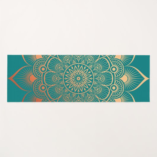 Bohemian Turquoise Perzik Mandala Yoga Mat (Voorkant (horizontaal))