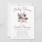 Bohemian Unicorn Baby shower | Wine Boho Floral Kaart (Voorkant)