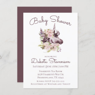 Bohemian Unicorn Baby shower   Wine Boho Floral Kaart